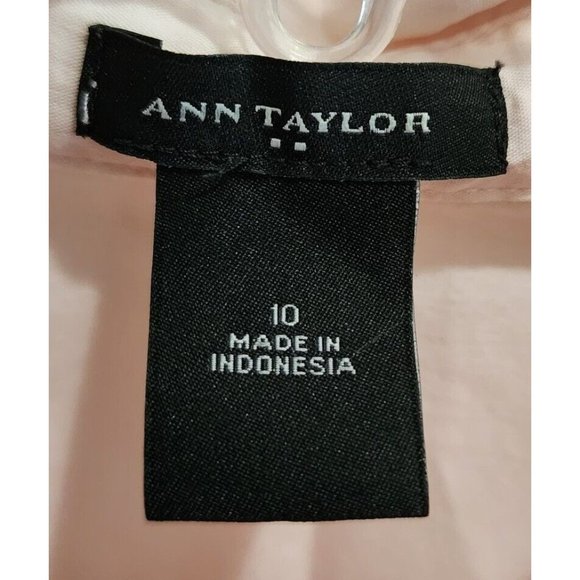 Ann Taylor Women's Long Sleeve Button Up Career Blouse Top Solid Pink Size 10 - Picture 7 of 11